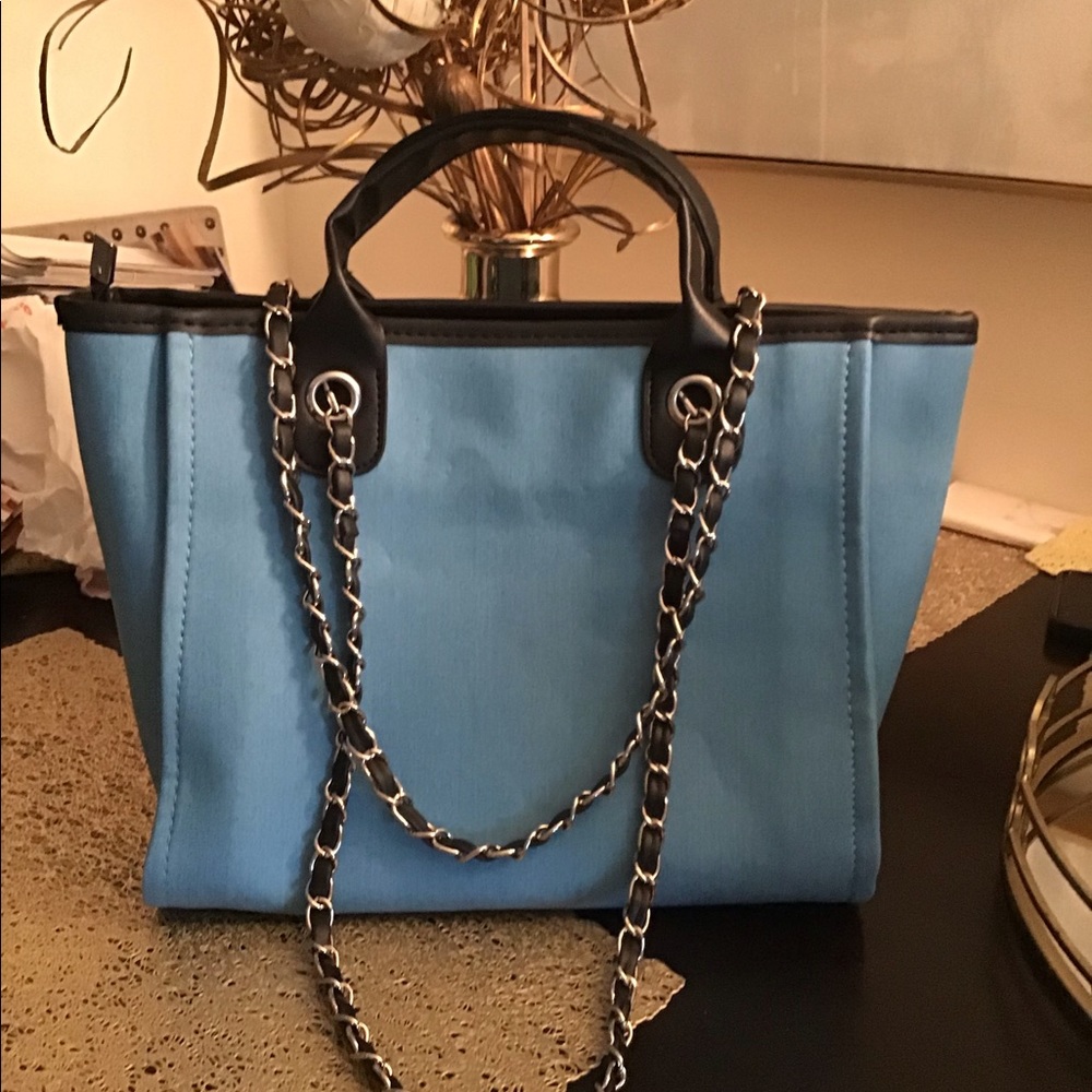 Blue Handbag w chains